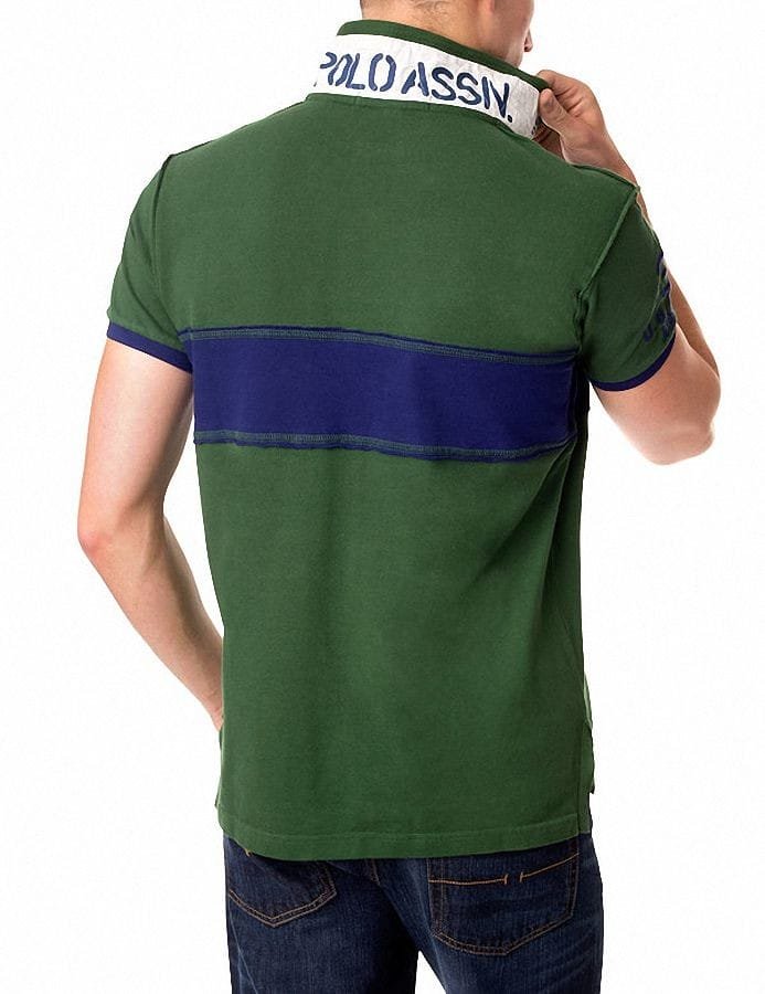 Camiseta Polo US Polo Assn Slim Fit USPA franja verde oscuro