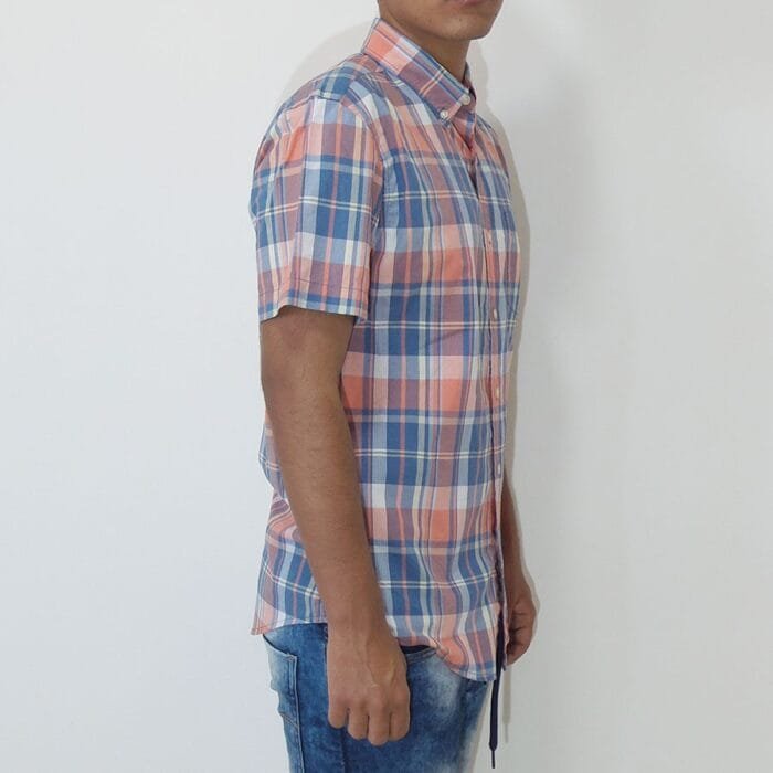 Camisa Sonoma manga corta con bolsillo a cuadros coral