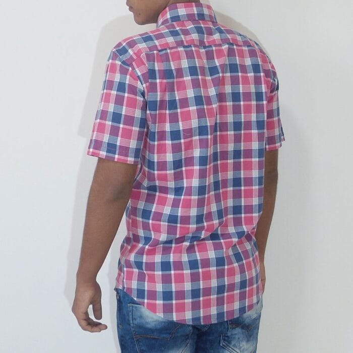 Camisa Sonoma manga corta con bolsillo a cuadros rosado