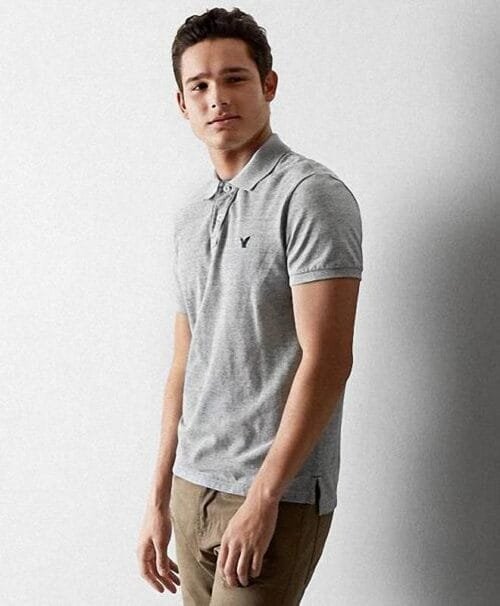 Polo AEO Slim Fit Factory Jersey Solid gris