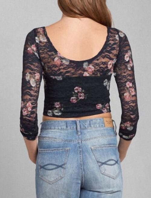 Blusa Abercrombie Christina Lace azul oscuro