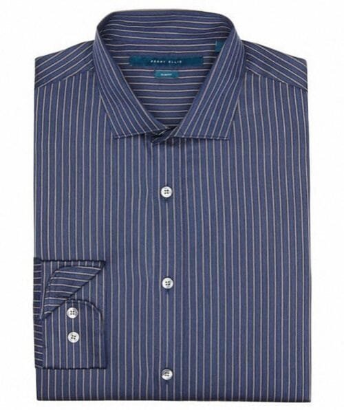 Camisa Perry Ellis Slim Fit Sateen Stripe azul marino