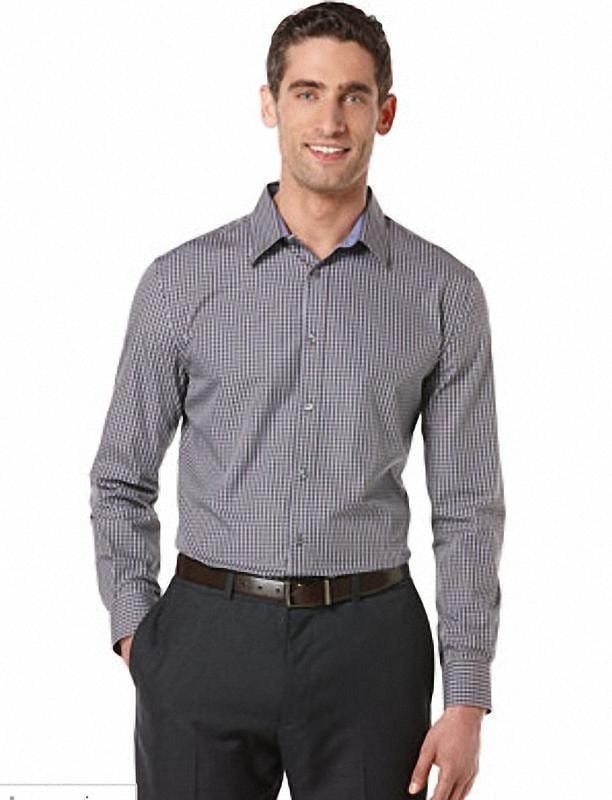 Camisa Perry Ellis Long Sleeve Checkered gris