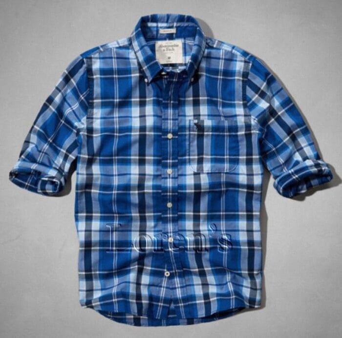 Camisa Abercrombie Algonquin a cuadros manga larga azul