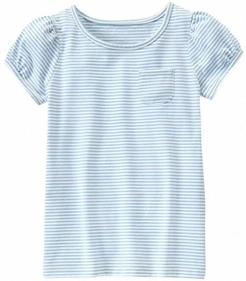 Blusa Gymboree a rayas con bolsillo manga corta celeste