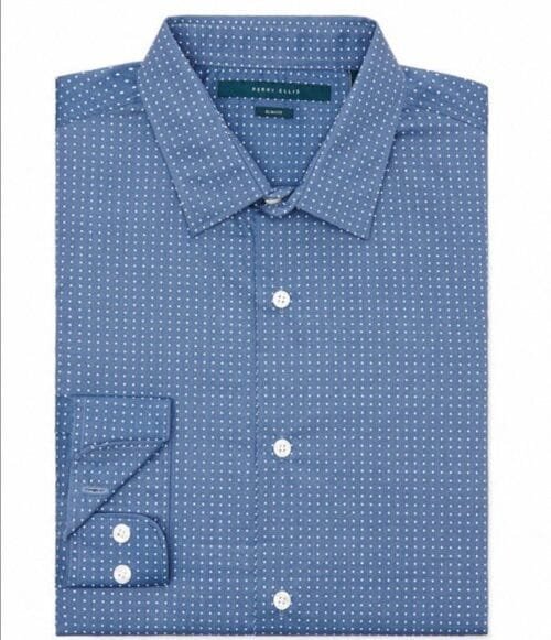 Camisa Perry Ellis Slim Fit Print Dot manga larga