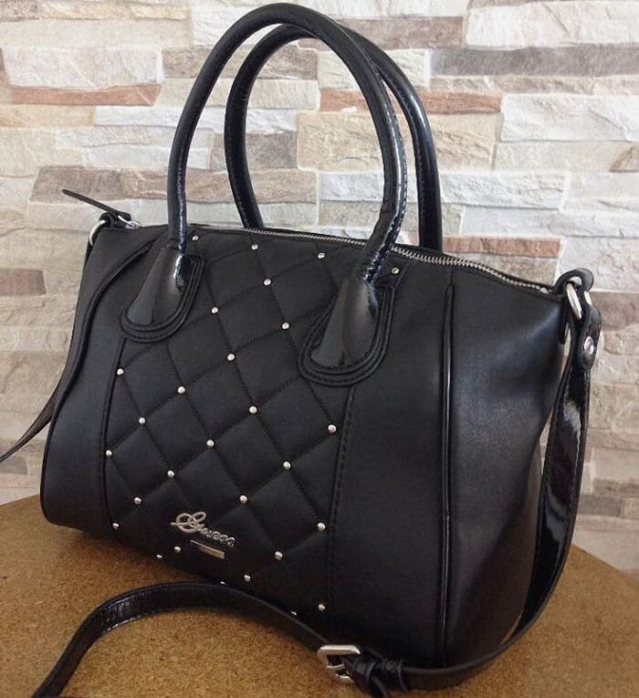 Cartera Guess San Jose Quilted Satchel negro